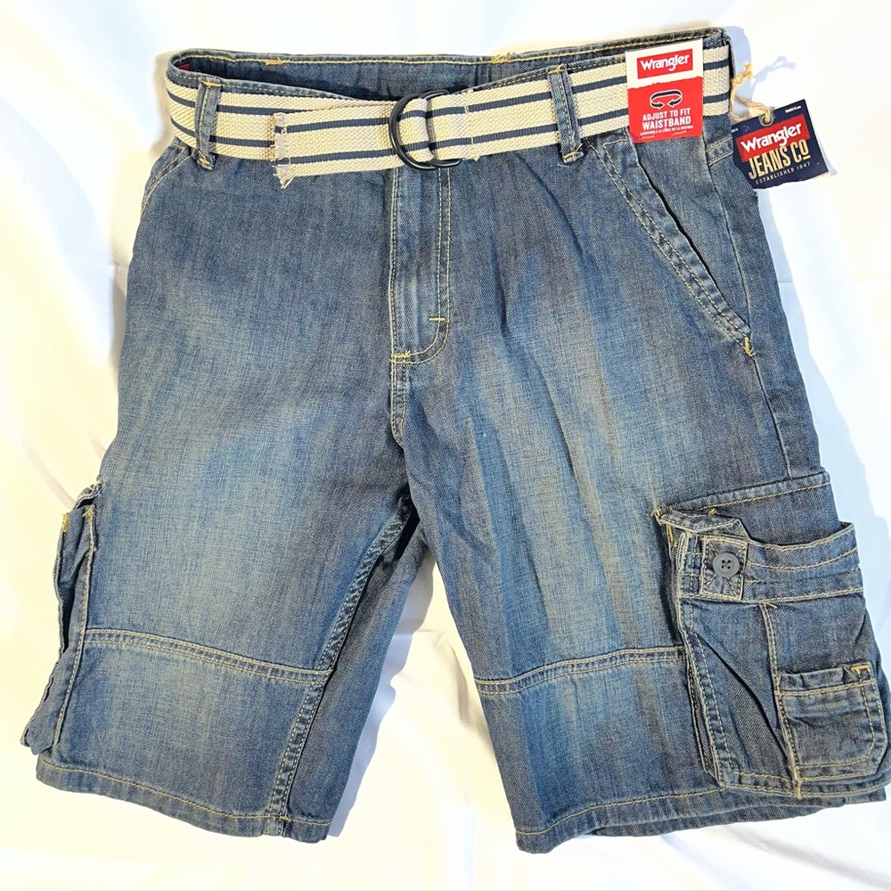 Wrangler Kids Denim Cargo Shorts with Belt